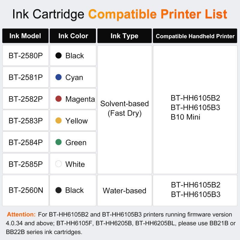 V4ink خرطوشة حبر سوداء v4ink Bentsai BT-2580P سعة 42 مل حبر سريع الجفاف بديل لطابعة الحبر المحمولة BT-HH6105B2، BT-HH6105B3، B10 - Image 2